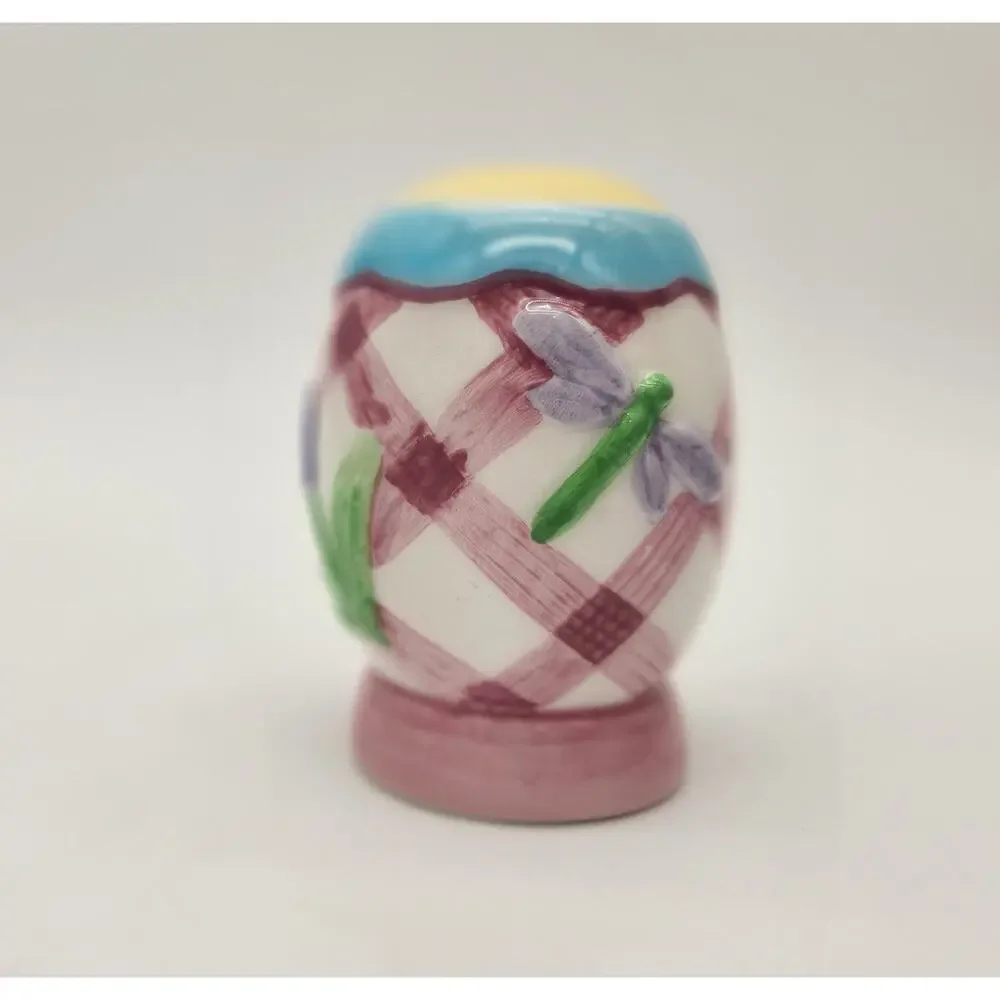 Vintage Handcrafted Lotus Ceramic Floral Salt&Pepper Shakers‎ Tray Spring Easter
